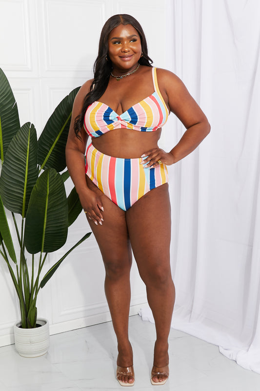 Buy Marina West Swim Take A Dip Twist High-Rise Bikini in Stripe by Marina West Swim