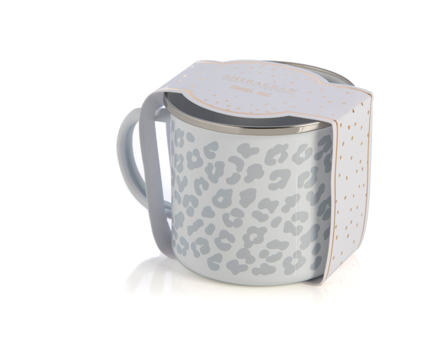 Leopard Print Enamel Mug, Grey