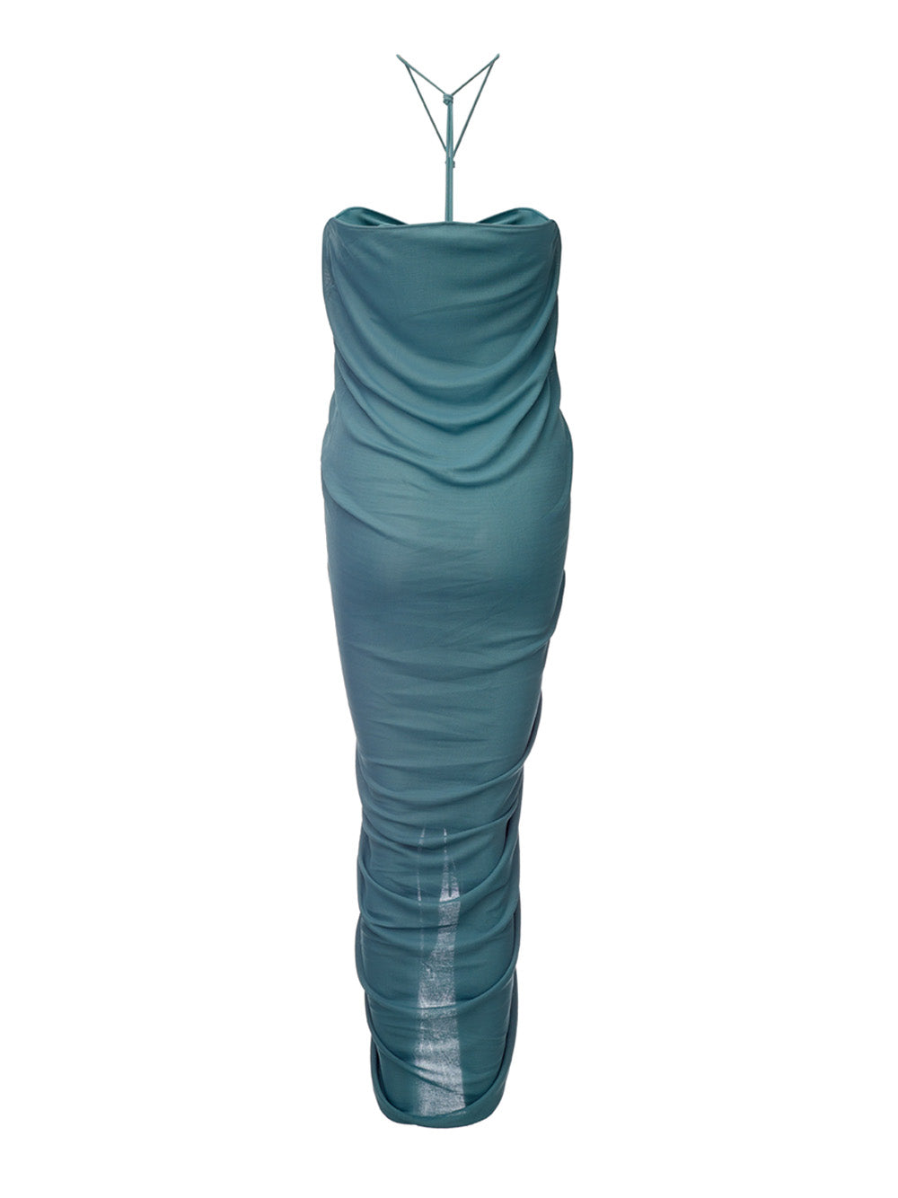 Glossy Viscose Dress with Draping Deatils