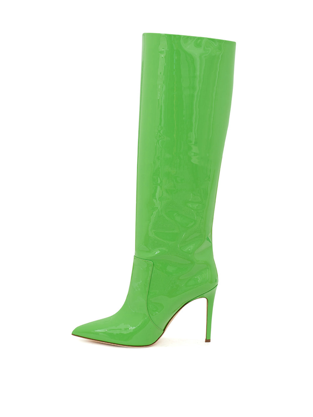 Chic Neon Green Patent Leather Knee Boots