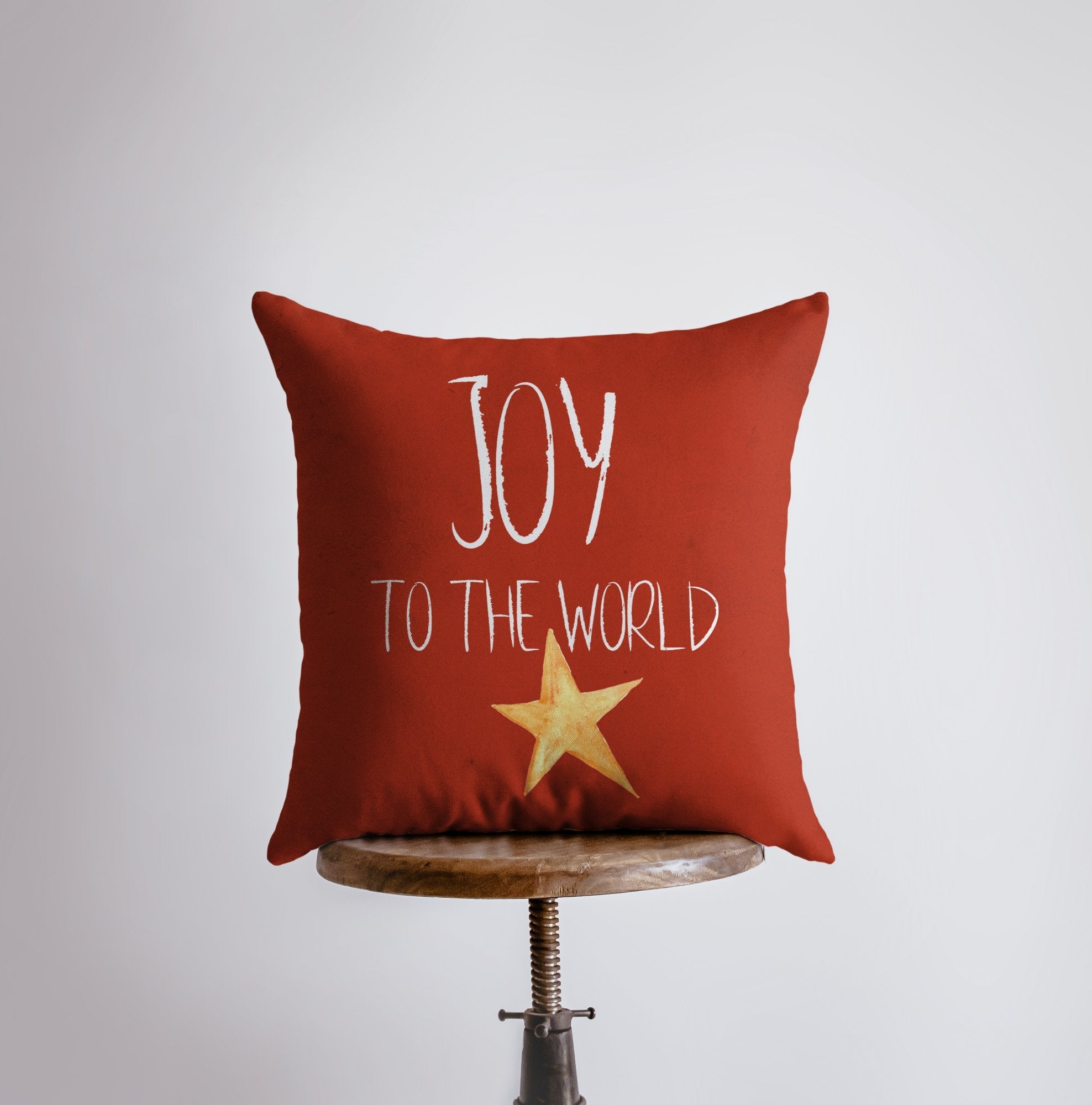 Joy to the World Red Throw Pillow Cover