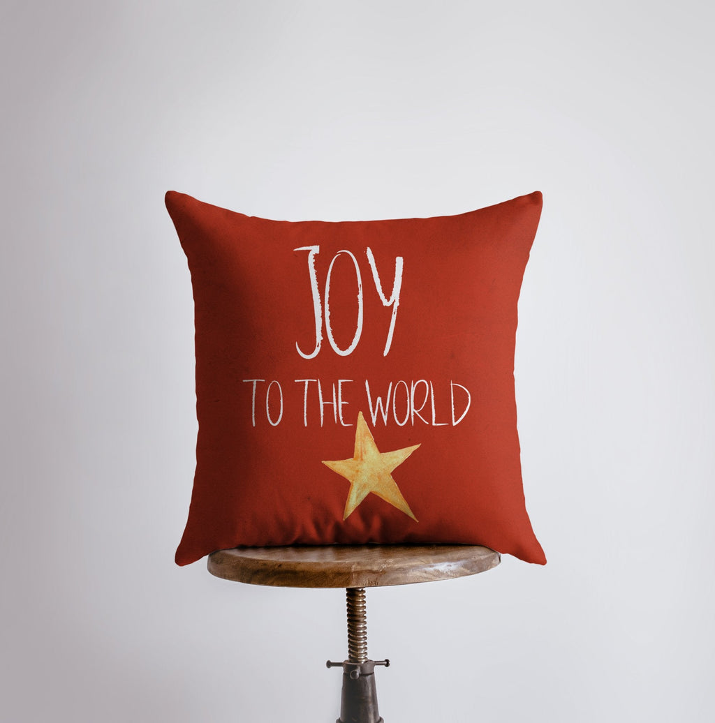 Buy Joy to the World Red Throw Pillow Cover by UniikPillows