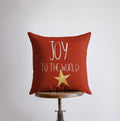 Buy Joy to the World Red Throw Pillow Cover by UniikPillows