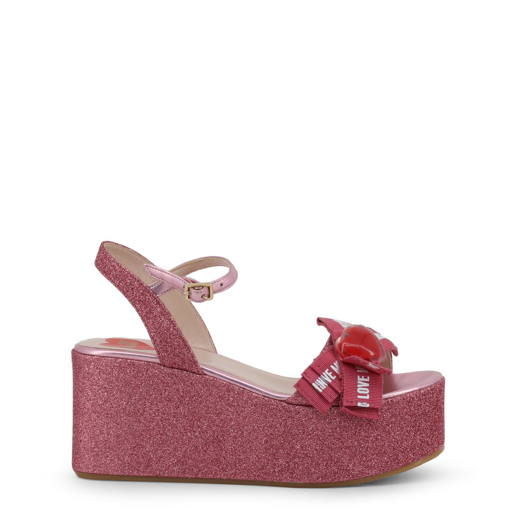 Buy Love Moschino Ankle Strap Buckle Wedges by Love Moschino