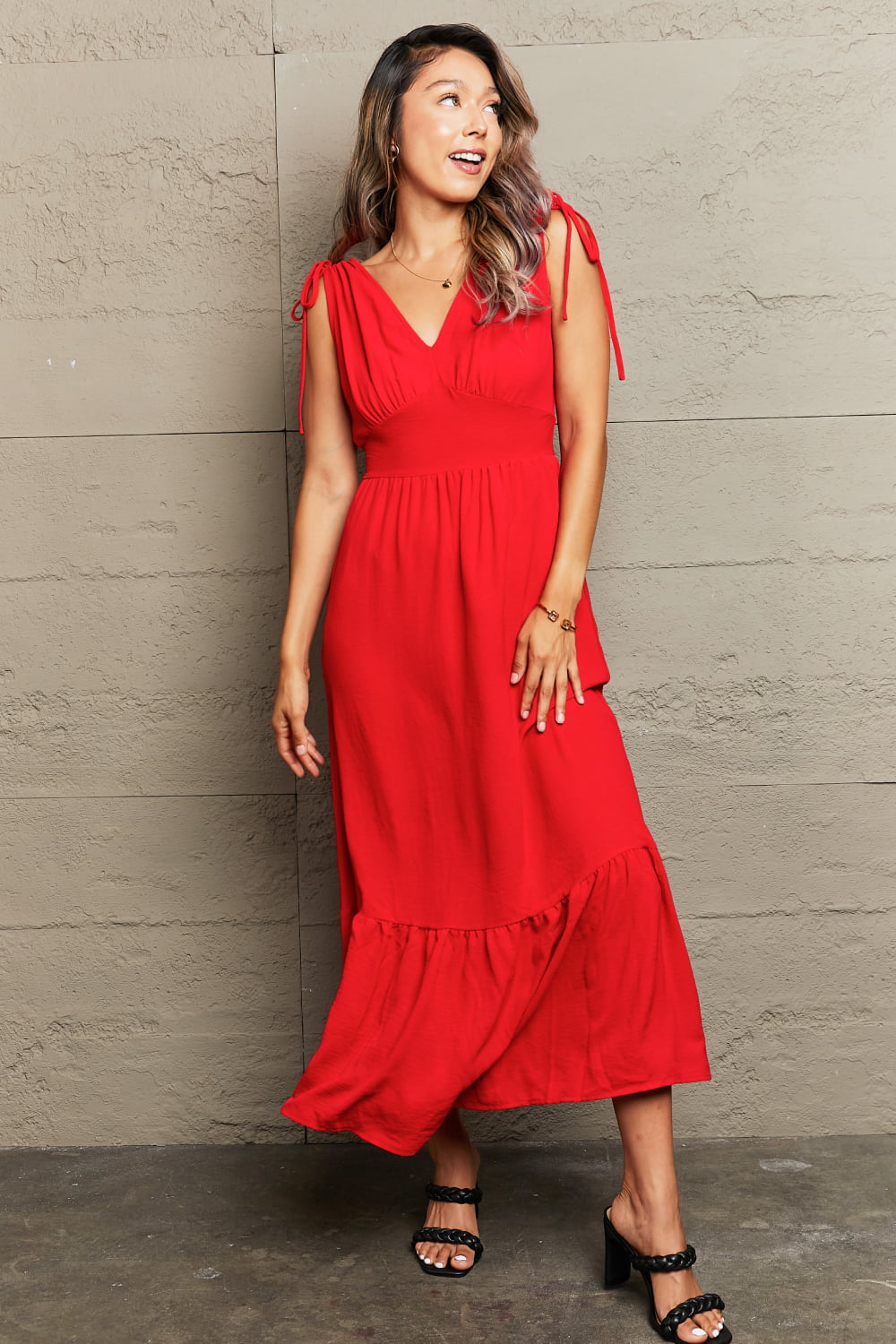 Buy Drawstring V-Neck Sleeveless Dress by Hundredth
