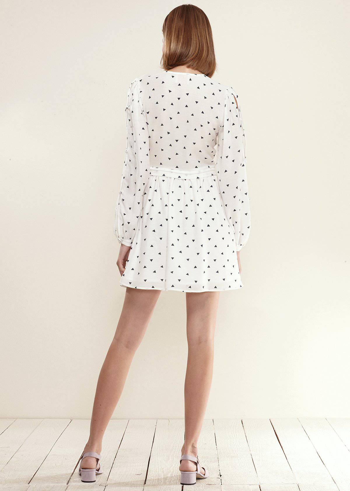 Buy Triangle Print Long Sleeve Dress in White Triangle by Shop at Konus