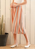 Buy Multi Stripe Button Front Midi Skirt in Rust Multi by Shop at Konus