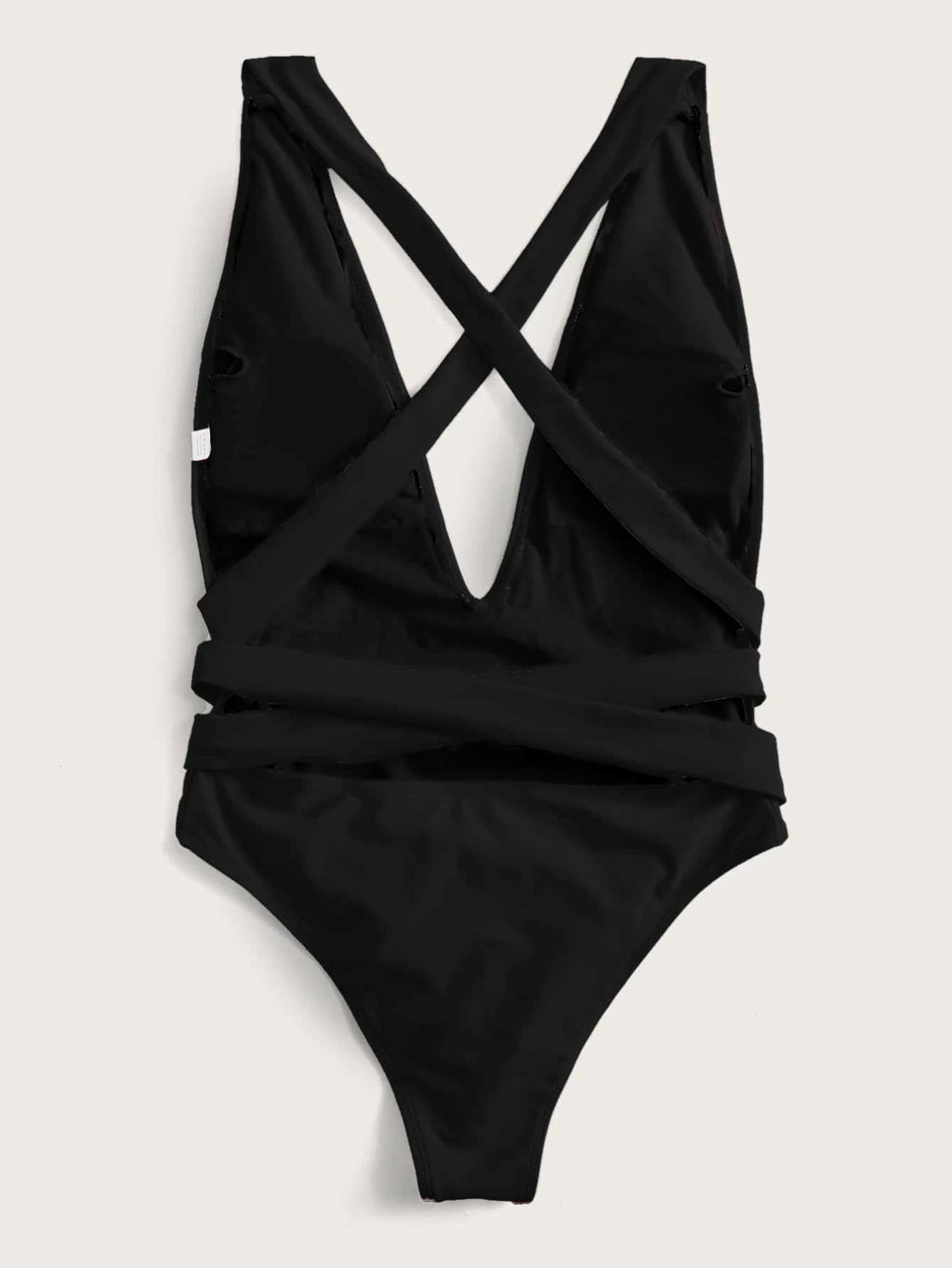 Buy Halter Neck Deep V Tied One-Piece Swimsuit by Faz