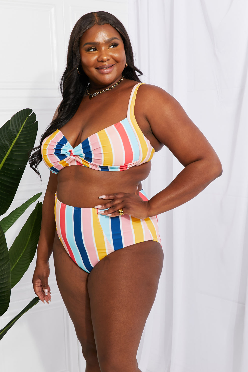 Buy Marina West Swim Take A Dip Twist High-Rise Bikini in Stripe by Marina West Swim