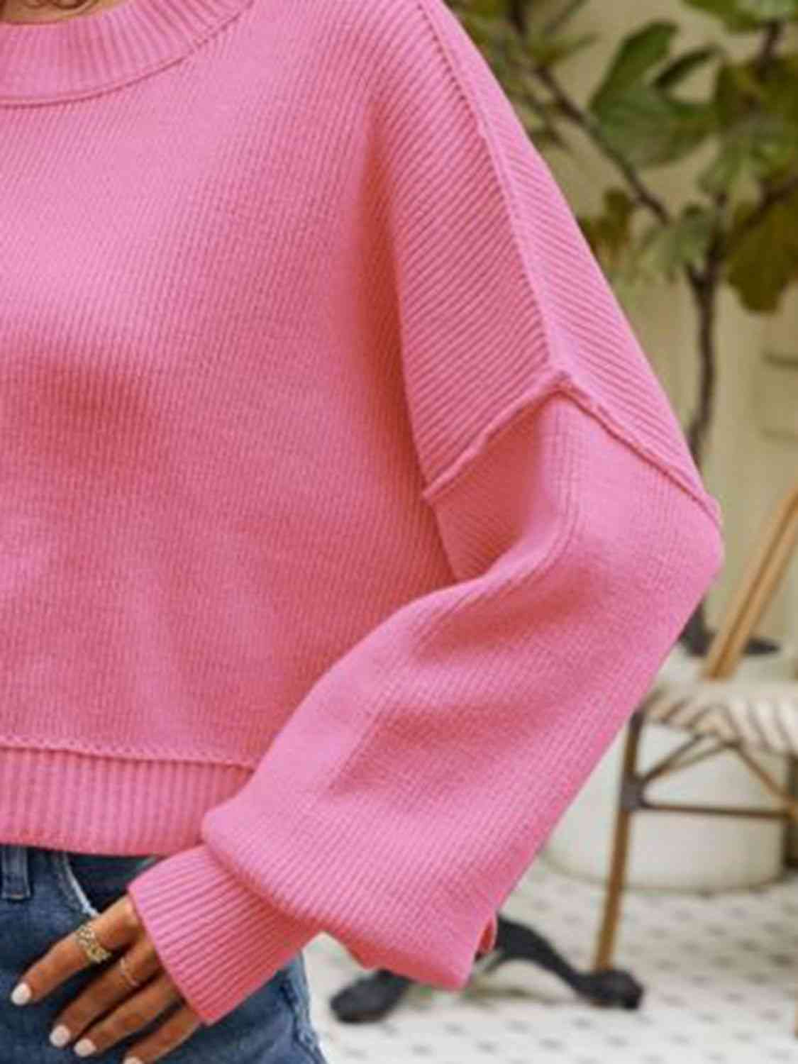 Buy Round Neck Dropped Shoulder Sweater by YH