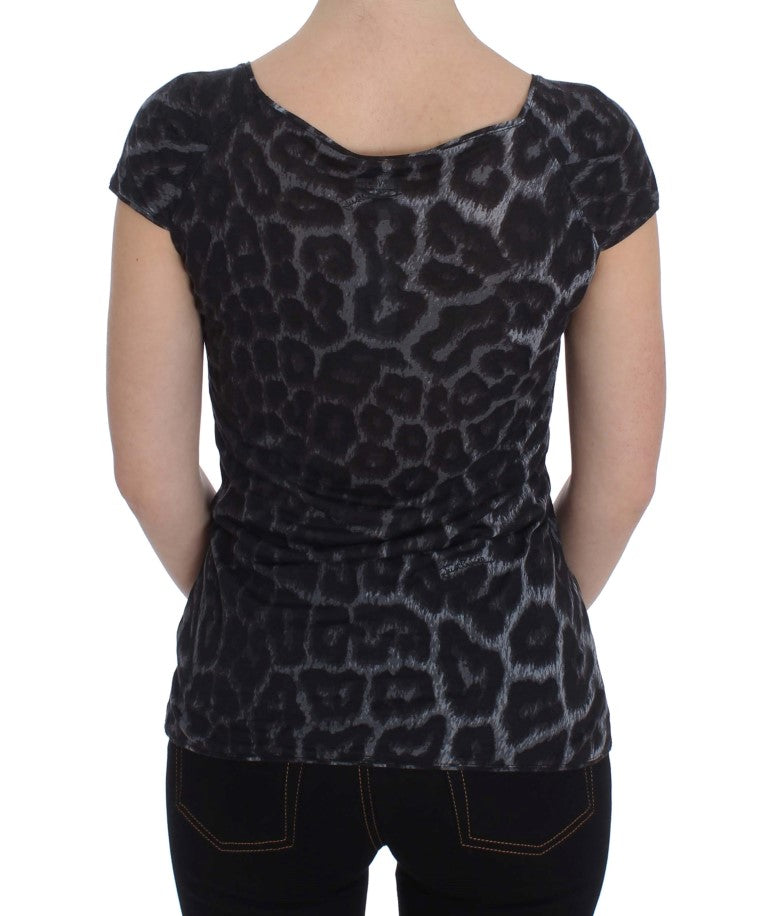 Buy Gray Leopard Modal T-Shirt Blouse Top by Cavalli