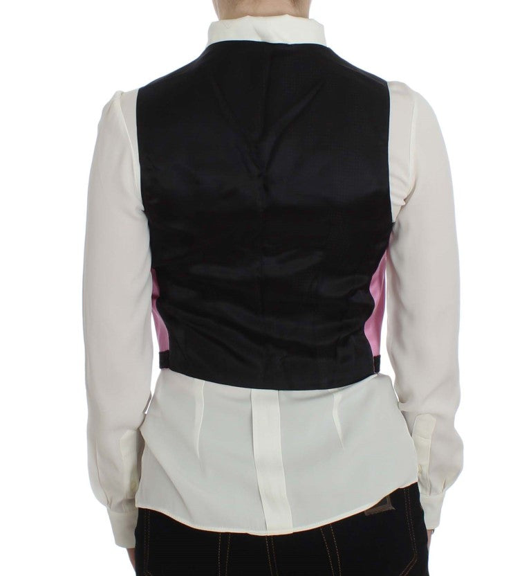 Buy Pink Silk Button Front Torero Vest Top by Dolce & Gabbana