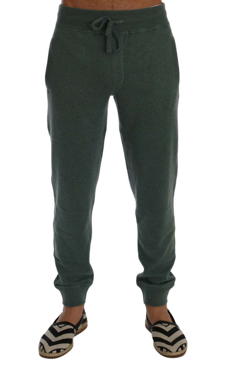 Elegant Green Cashmere Sport Pants