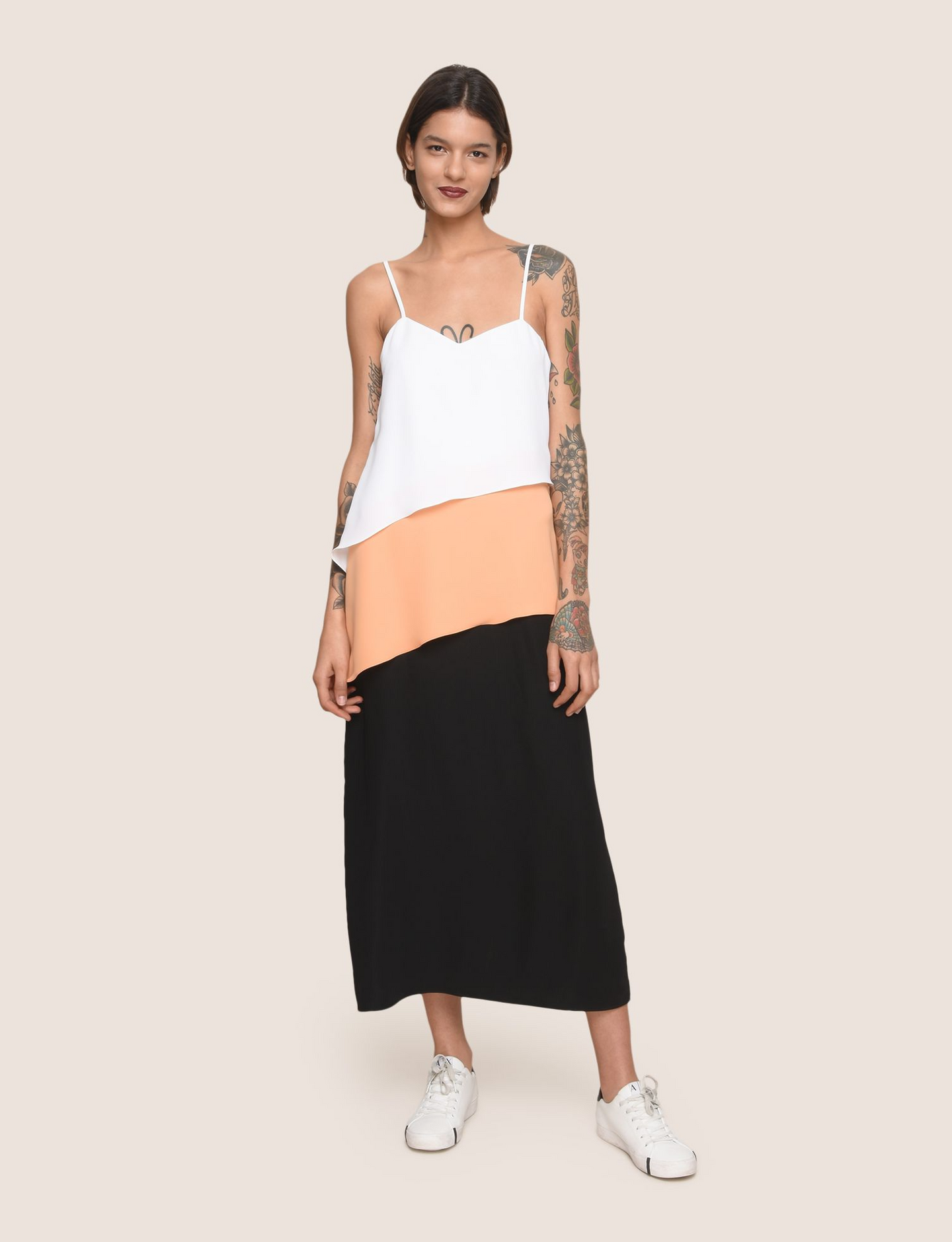 Buy Asymmetrical Tiered Slip Dress | Armani Exchange by Armani Exchange