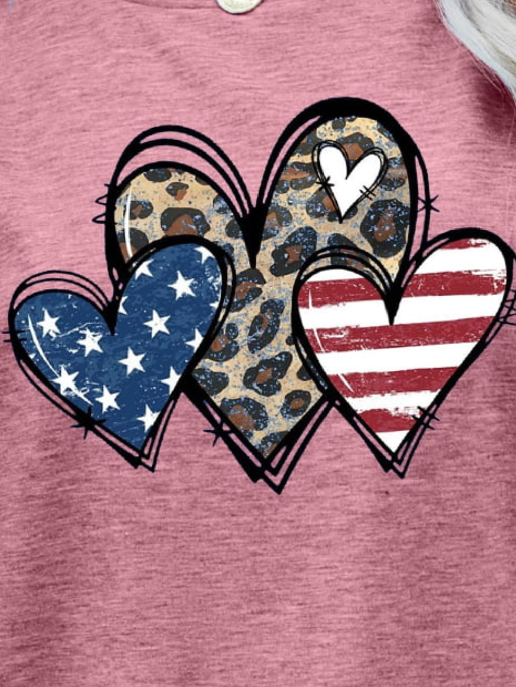 Buy US Flag Leopard Heart Graphic Tee by Faz