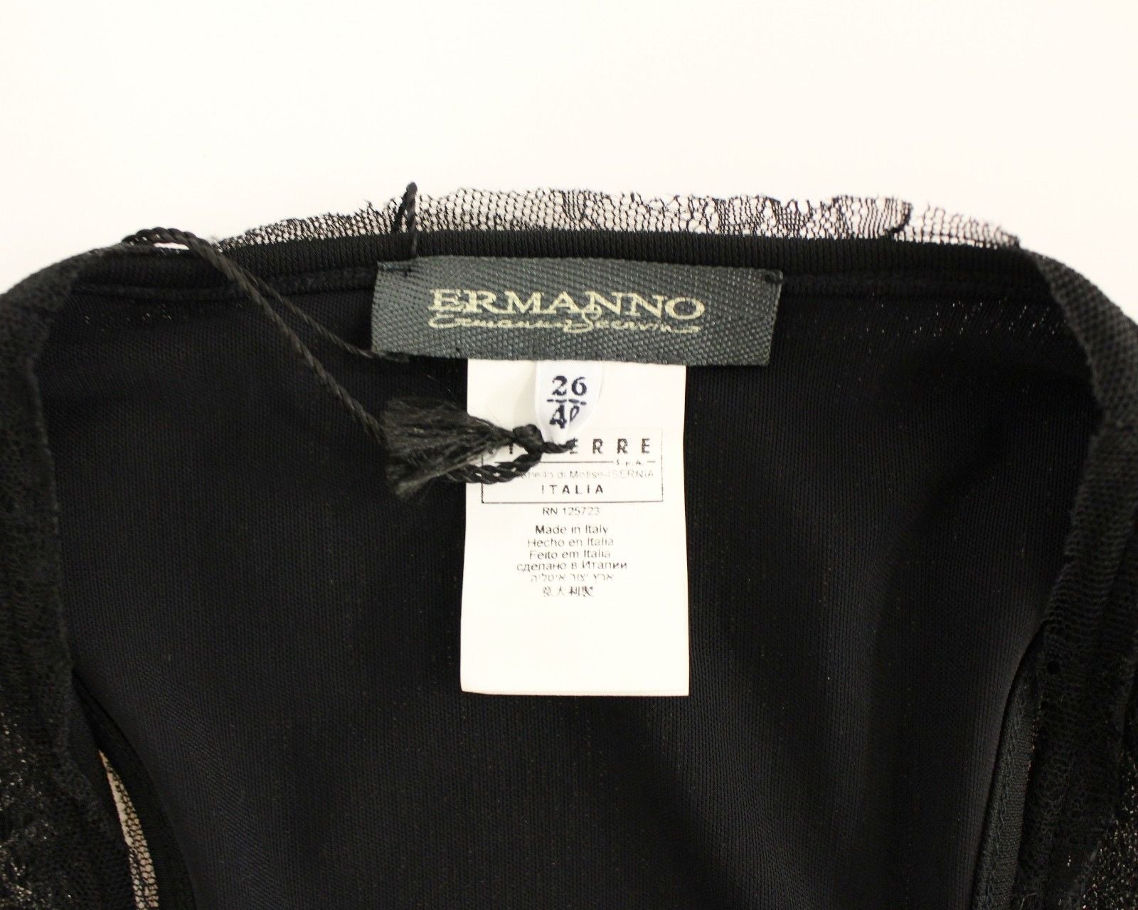Buy Black Nylon Lace Detail Mini Dress by Ermanno Scervino