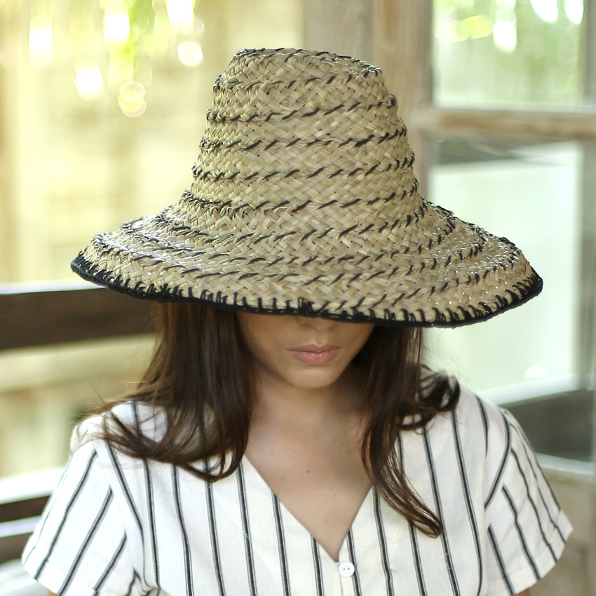 Balinese Pecatu Bucket Straw Hat, in Black by BrunnaCo