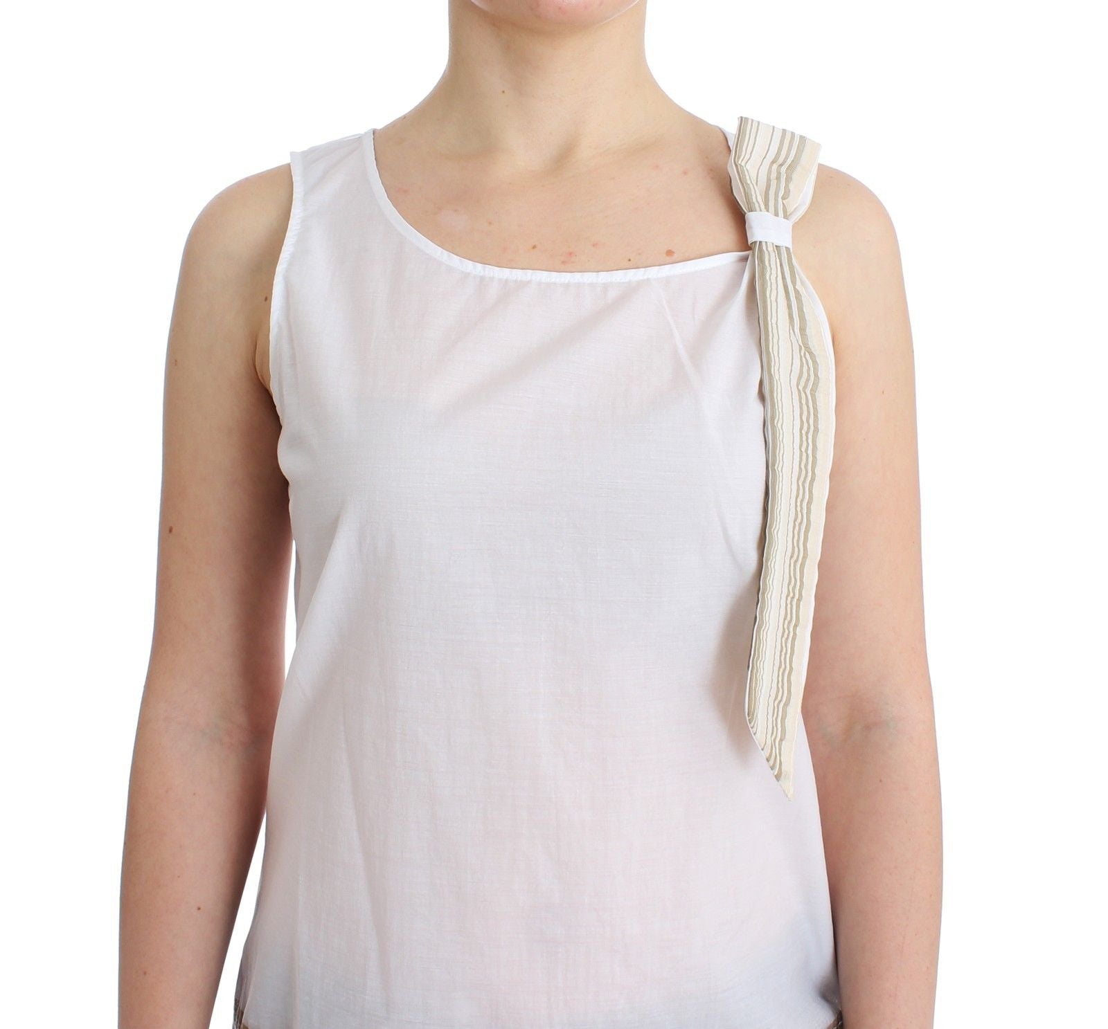 Buy White Top Blouse Tank Shirt Sleeveless by Ermanno Scervino