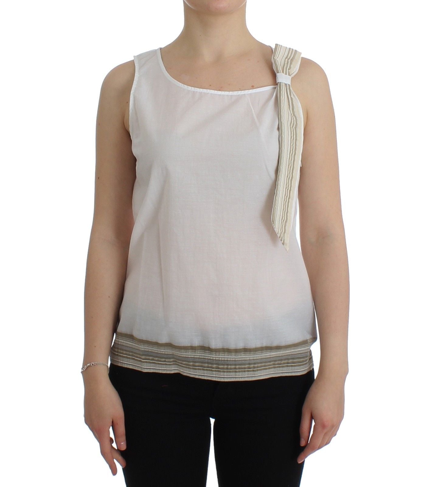 Buy White Top Blouse Tank Shirt Sleeveless by Ermanno Scervino