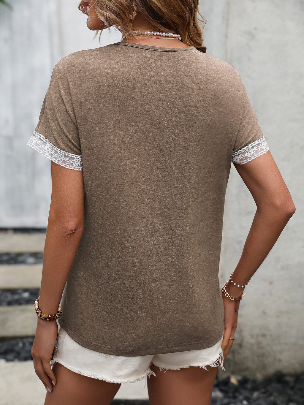 Buy Contrast Round Neck Short Sleeve Tee by Faz