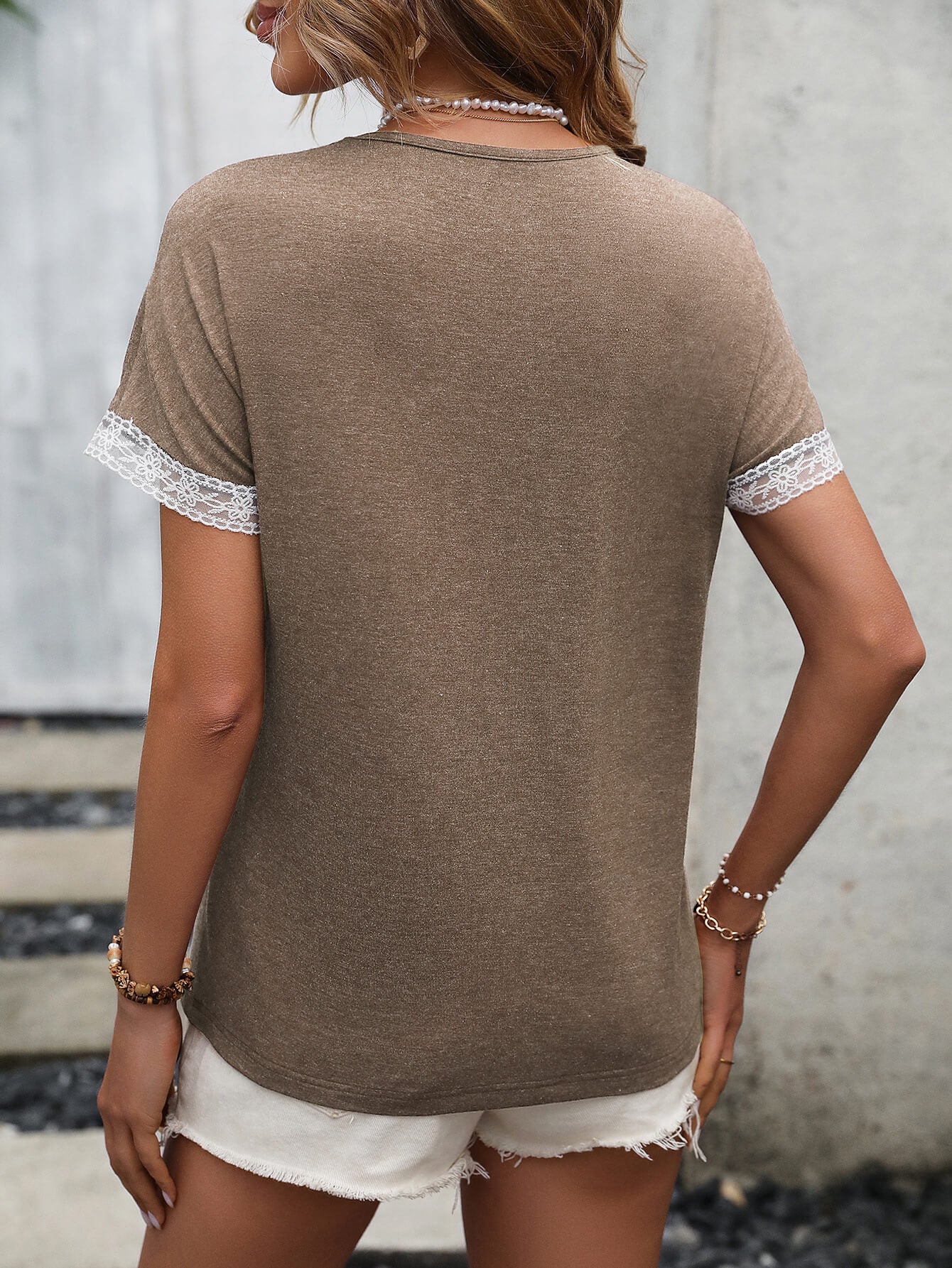 Buy Contrast Round Neck Short Sleeve Tee by Faz