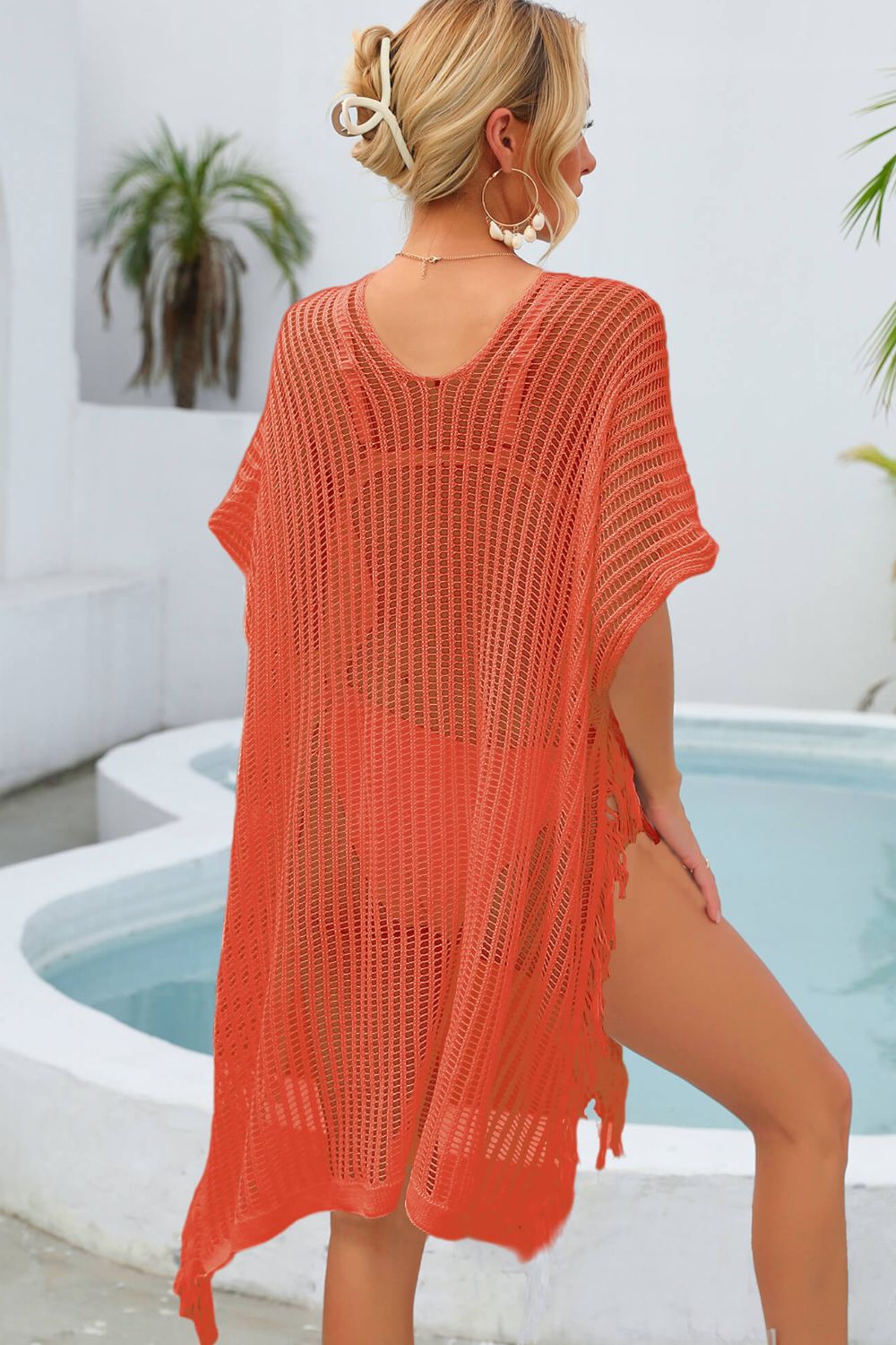 Buy Fringe Trim Openwork Cover Up by Faz