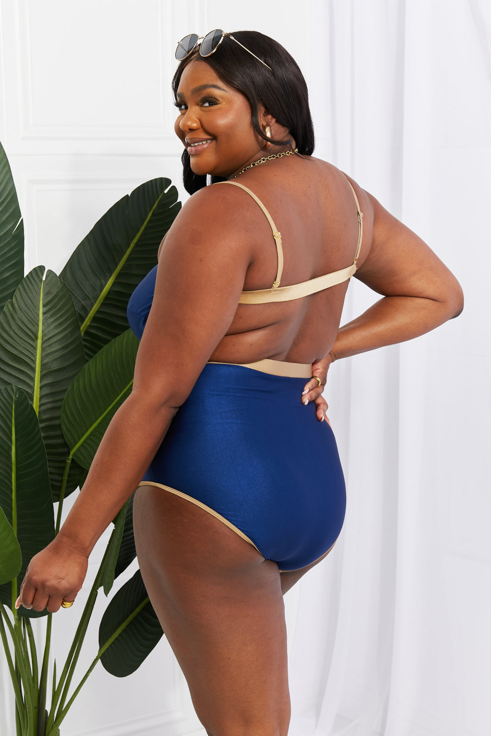 Buy Wave Break Contrast Trim One-Piece by Marina West Swim