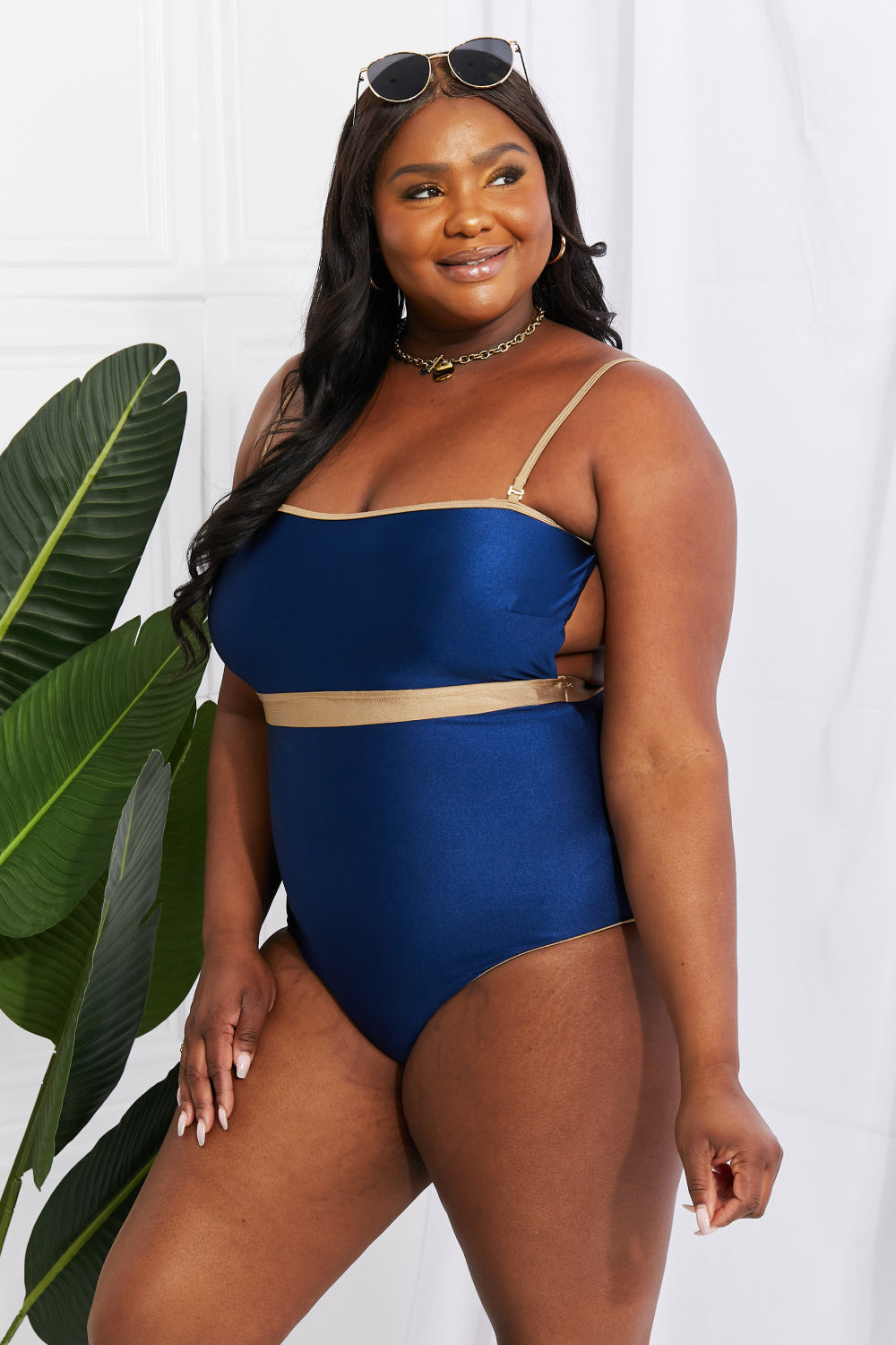 Buy Wave Break Contrast Trim One-Piece by Marina West Swim