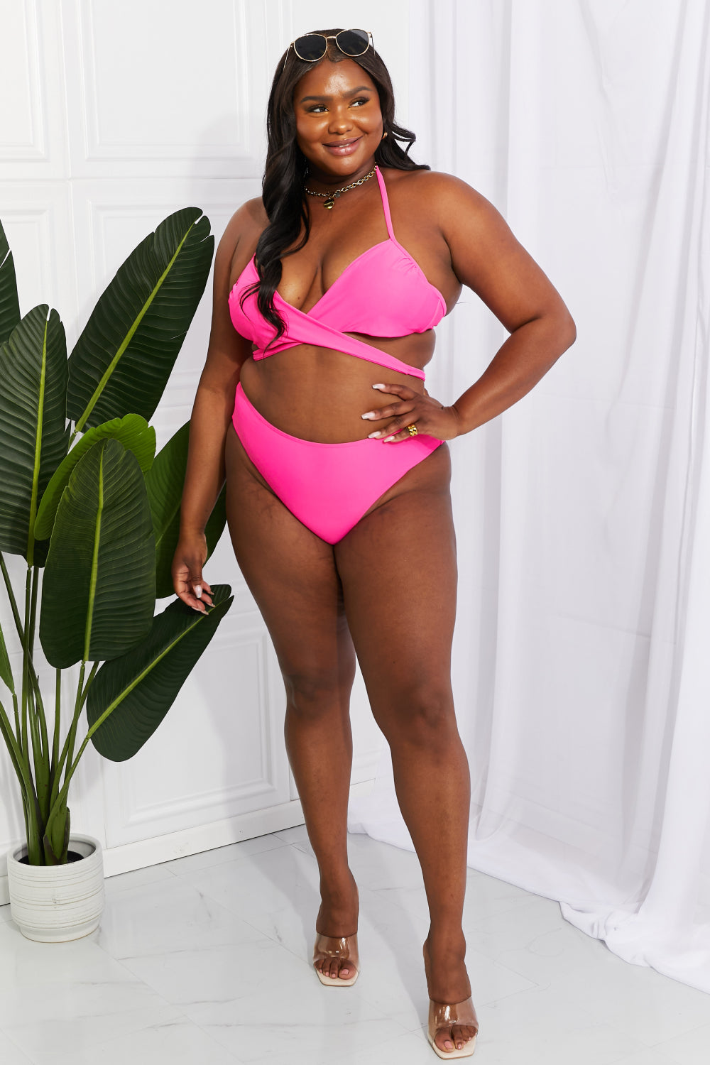 Buy Summer Splash Halter Bikini Set in Pink by Marina West Swim