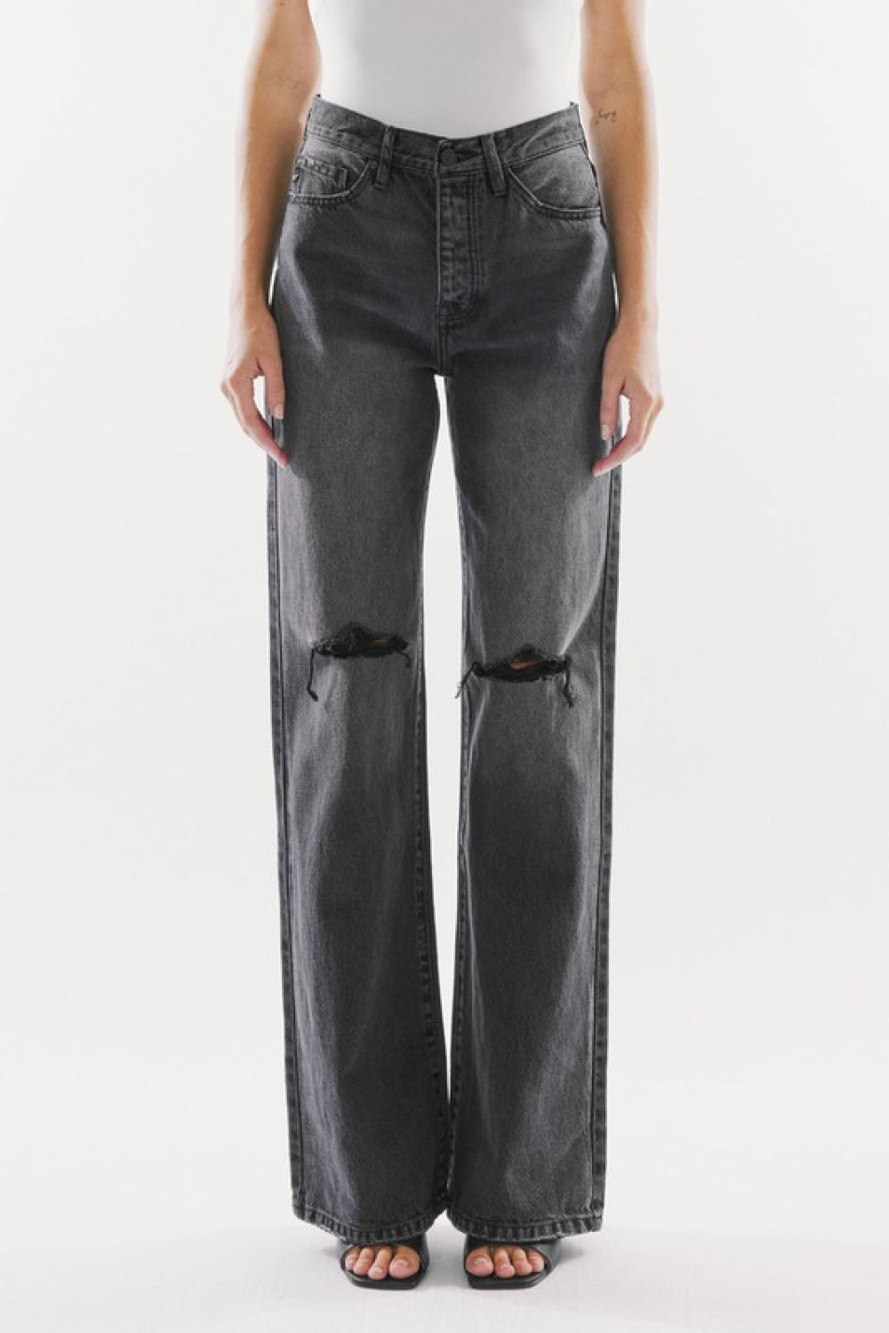 Buy High Waist Distressed Knee Jeans by Kancan