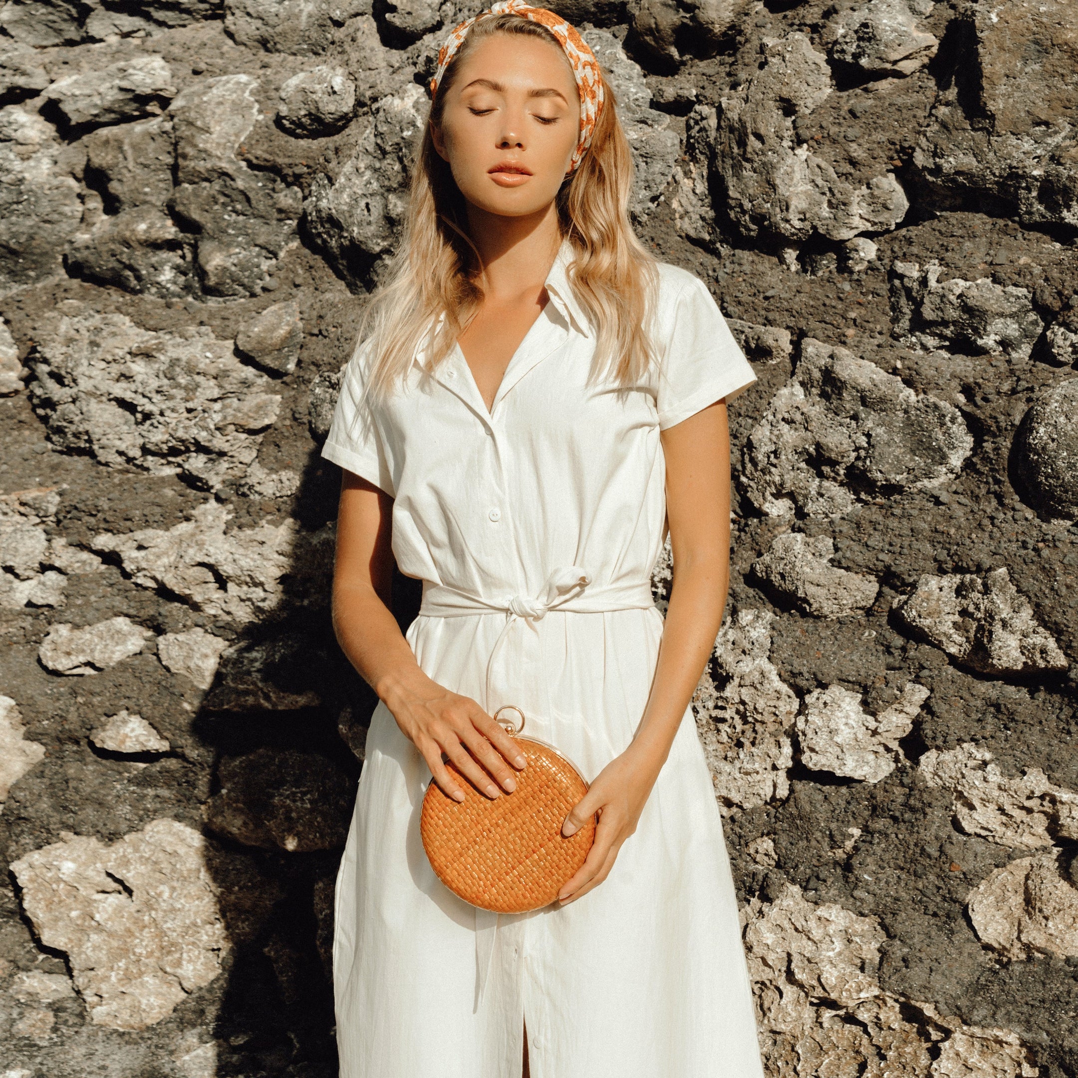 Buy ARYA Safari Linen Midi Dress, in Off White by BrunnaCo