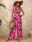 Buy Abstract Print Halter Neck Cutout Wide Leg Jumpsuit by Faz