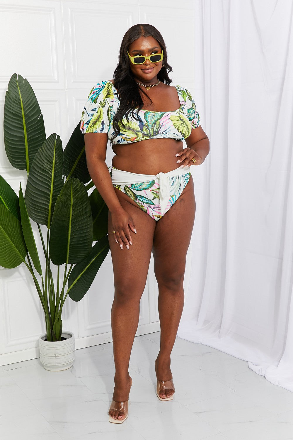 Buy Vacay Ready Puff Sleeve Bikini in Floral by Marina West Swim