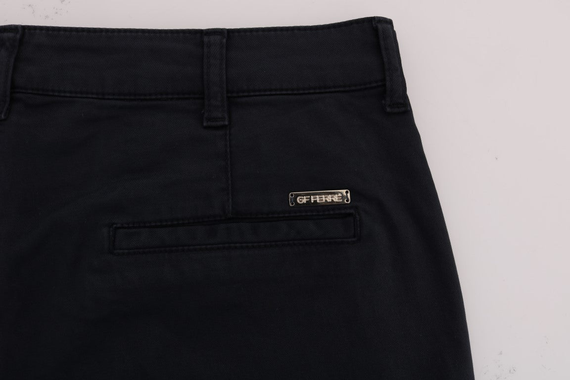 Buy Blue Cotton Stretch Chinos Pants by GF Ferre