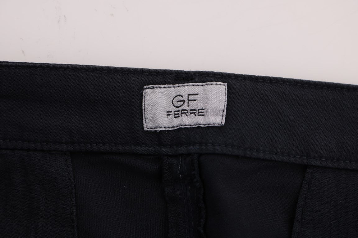 Buy Blue Cotton Stretch Chinos Pants by GF Ferre