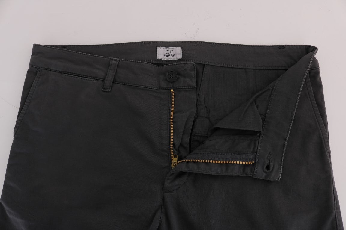 Buy Gray Cotton Stretch Chinos Pants by GF Ferre