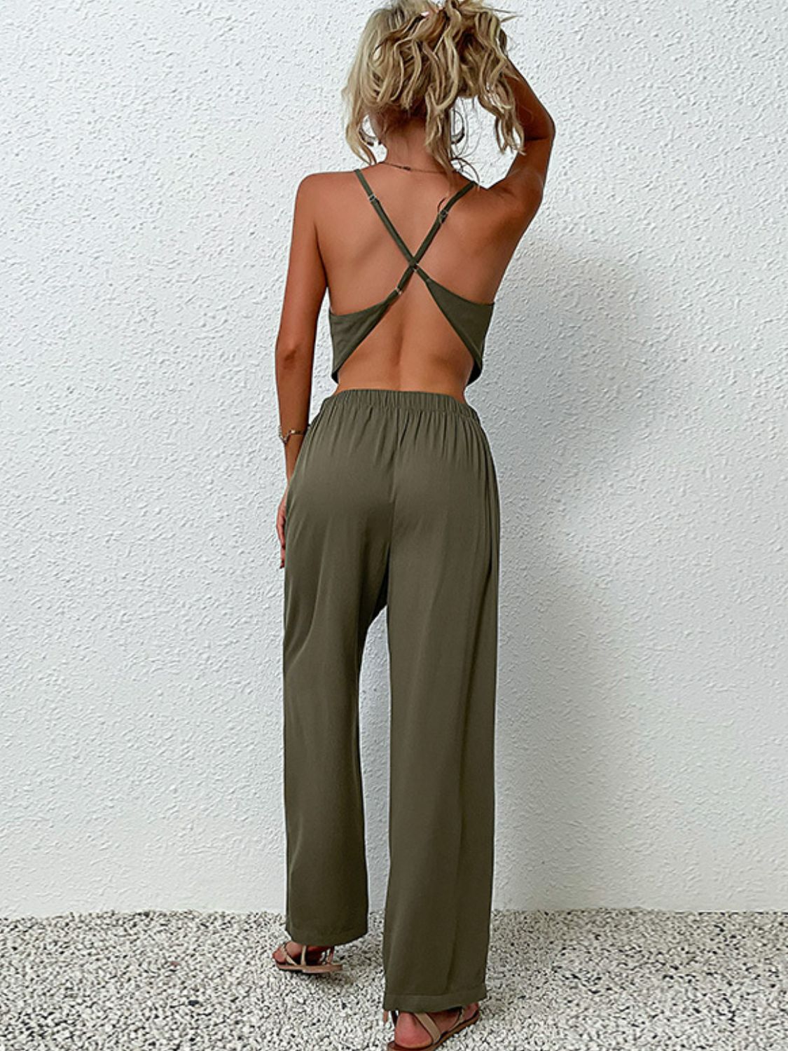 Buy Crisscross Back Cropped Top and Pants Set by Faz