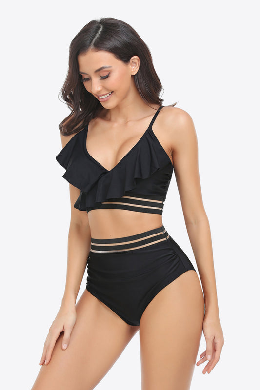 Buy Ruffled Plunge Bikini Set by Faz