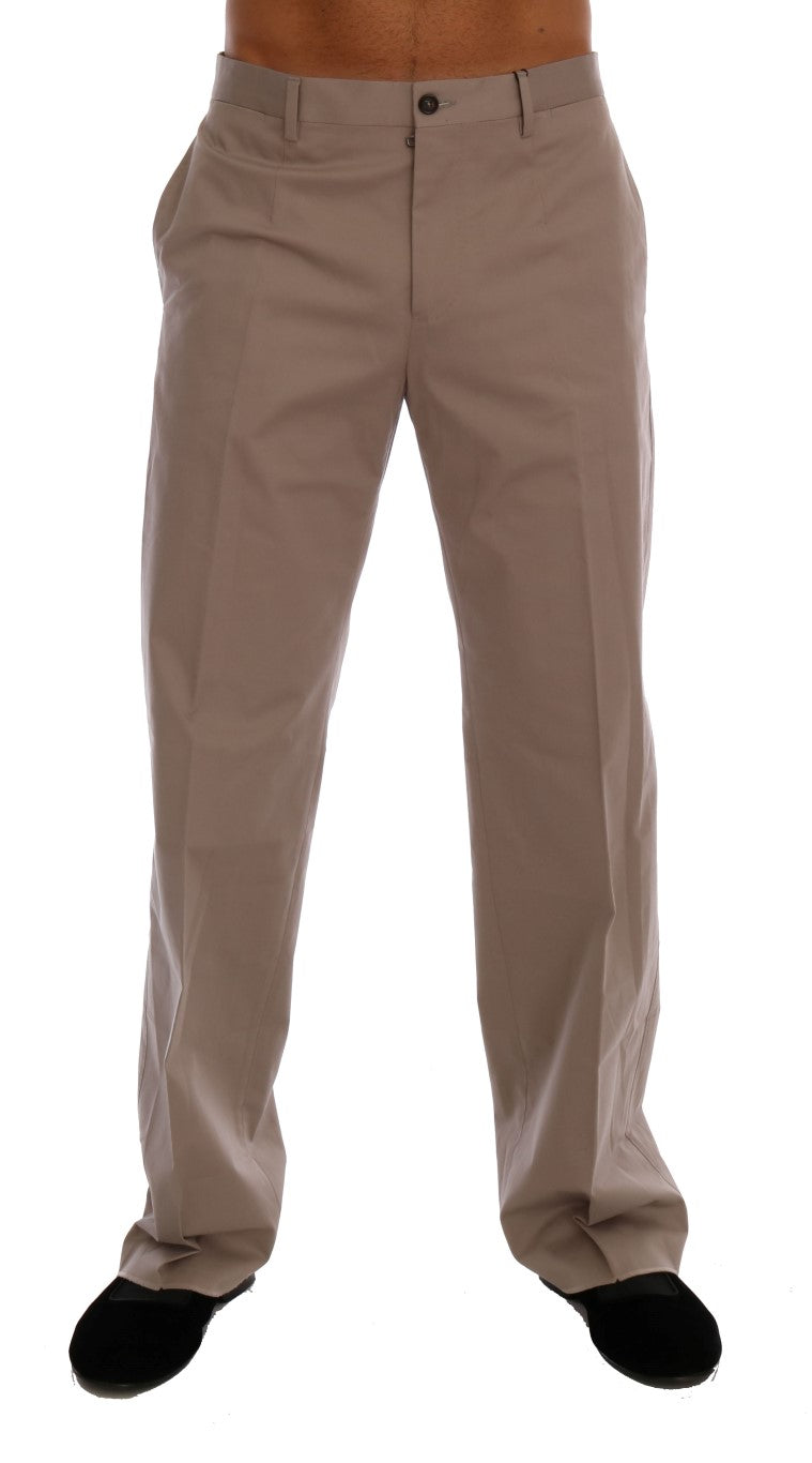 Buy Beige Cotton Stretch Chinos Pants by Dolce & Gabbana
