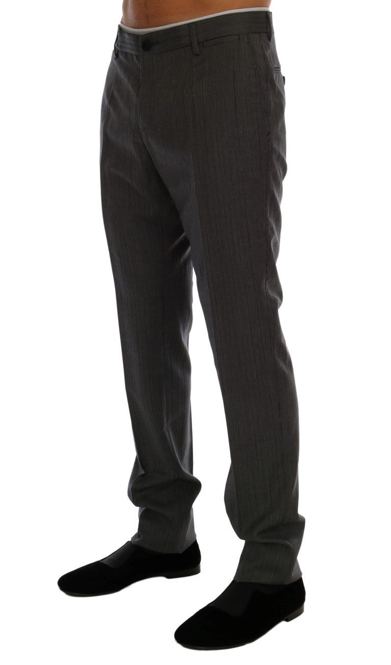 Buy Gray Wool Striped Formal Pants by Dolce & Gabbana