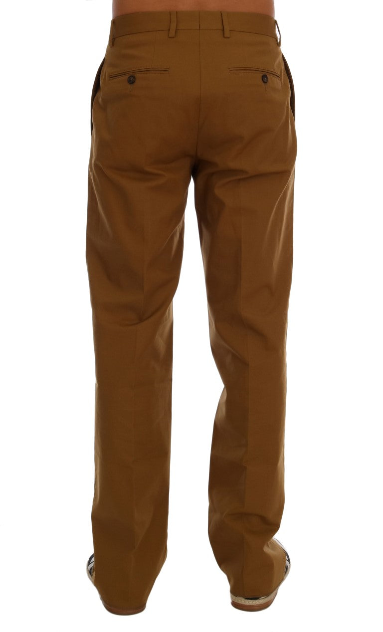 Buy Brown Stretch Cotton Pants by Dolce & Gabbana