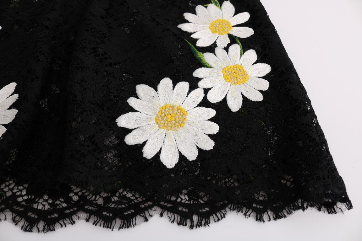 Buy Black Floral Lace Chamomile Embroidered Dress by Dolce & Gabbana
