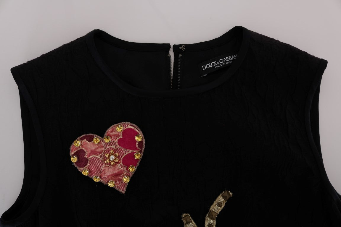 Buy Black San Valentino Crystal Shift Dress by Dolce & Gabbana
