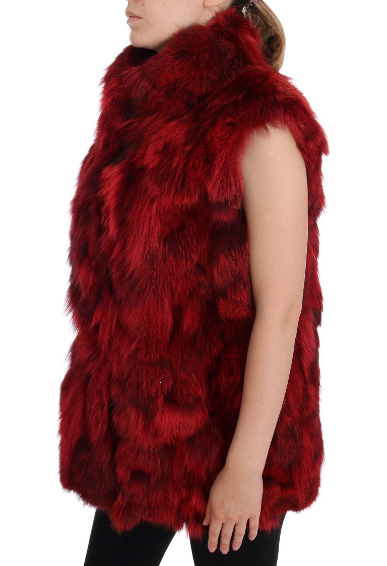 Luxurious Red Coyote Fur Long Vest Jacket