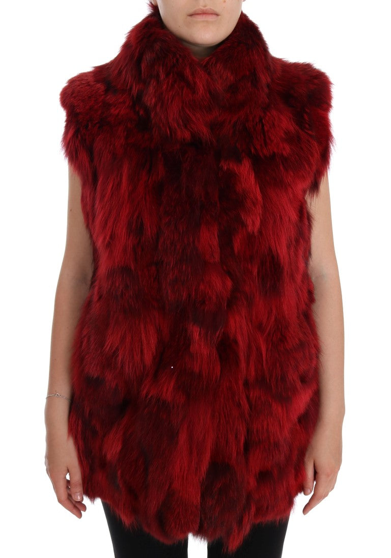 Luxurious Red Coyote Fur Long Vest Jacket
