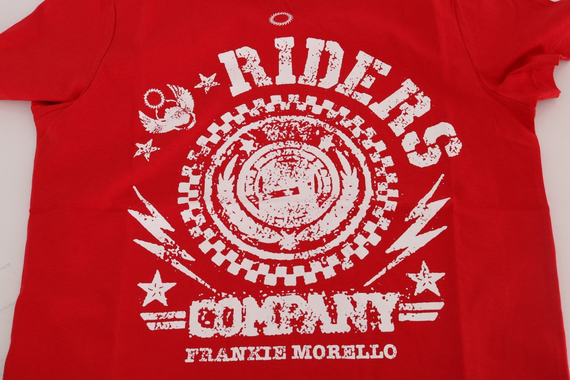 Buy Red Cotton RIDERS Crewneck T-Shirt by Frankie Morello