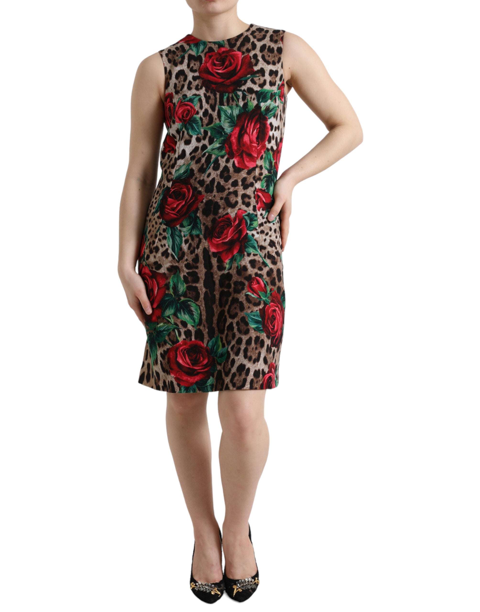Elegant Leopard Floral A-Line Dress
