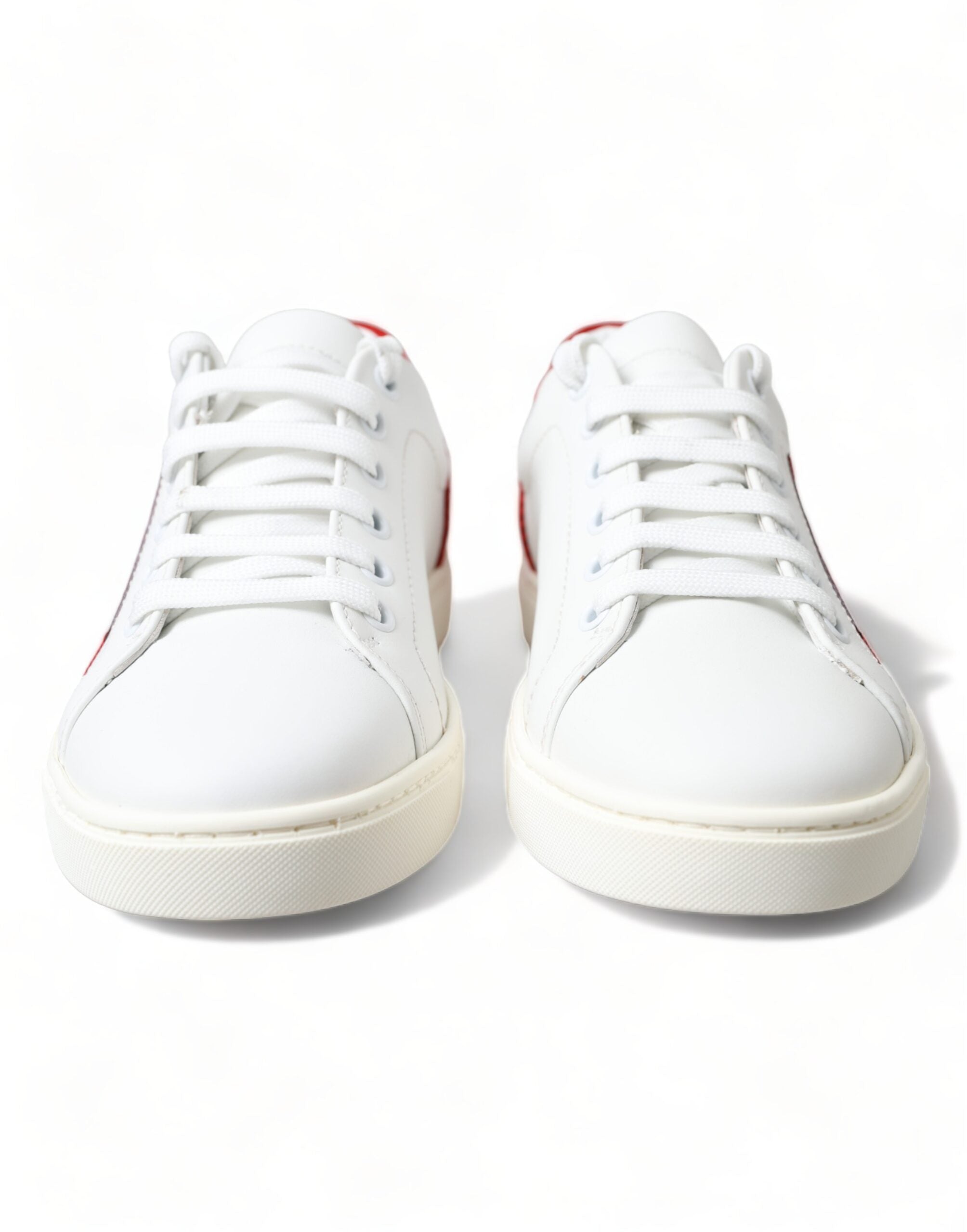 Chic White Leather Sneakers with Red Accents