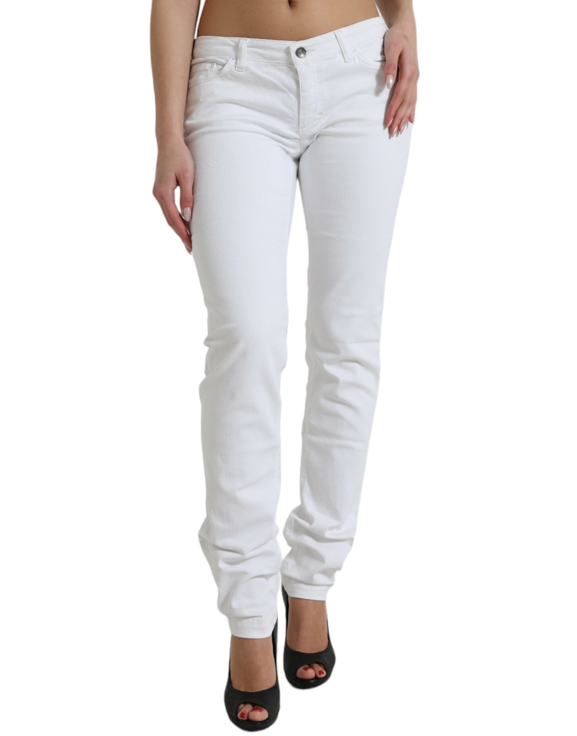 White Cotton Stretch Skinny Denim Jeans
