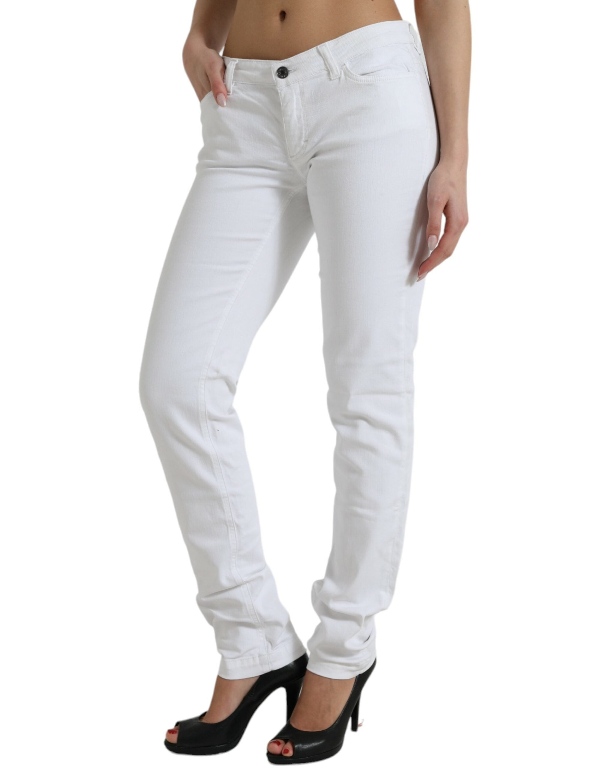 White Cotton Stretch Skinny Denim Jeans